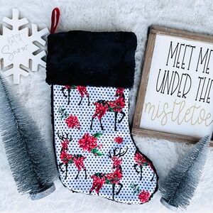 Floral Elk Minky Stocking
